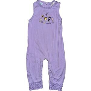 Vintage Purple Baby Coverall Jumpsuit Romper Garden flowers butterfly’s 18 month